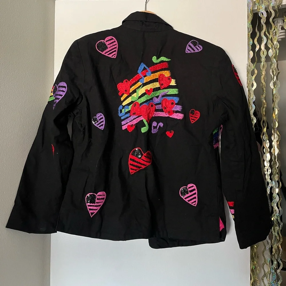music notes with sequins and rainbow jacket with a funky, retro branded anage - Picture 6 of 8